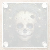 不気味なスカルゴシック暗黒ファンタジーアート ガラスコースター (裏面)