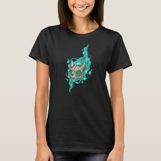 不気味なスカル猫 Tシャツ (正面)