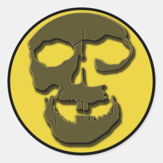 不気味なスカル顔とフルムーン製品 ラウンドシール (正面)