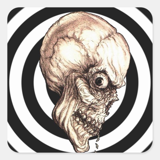 不気味なスカル スクエアシール (正面)