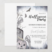 不気味なスケルトンのハロウィンパーティー招待状 招待状 (正面/裏面)