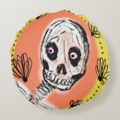 不気味なスケルトンハロウィンドール ラウンドクッション (裏面)
