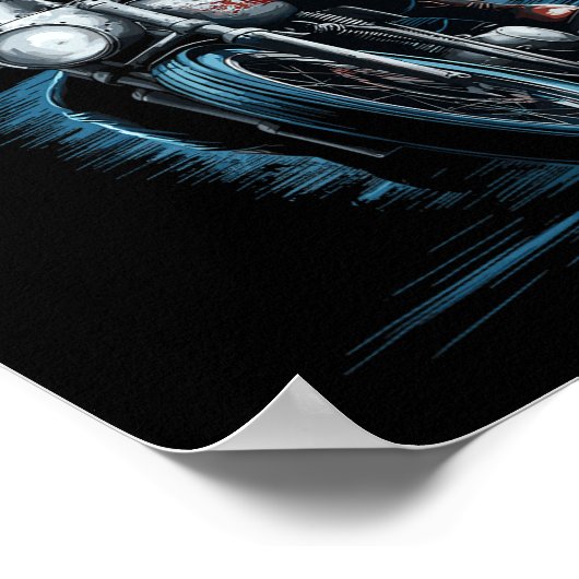 不気味なスケルトンバイクもしくは自転車に乗る人オンバイモーターサイクルハロウィーン2024 ポスター (角)