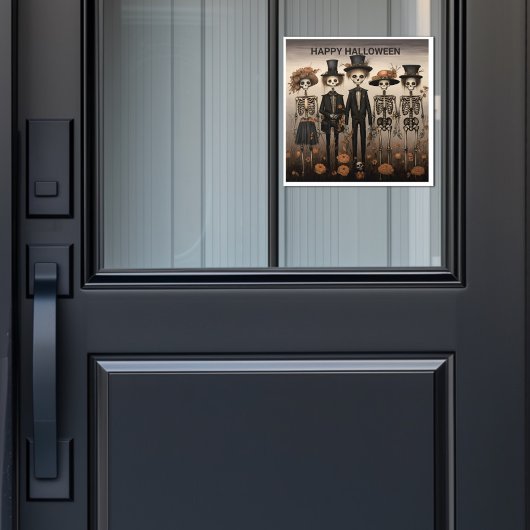 不気味なスケルトンファミリーハッピーハローウィン ウィンドウサイン