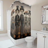 不気味なスケルトンファミリーハッピーハローウィン シャワーカーテン (インサイチュ)