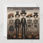 不気味なスケルトンファミリーハッピーハローウィン シーズンカード (正面)