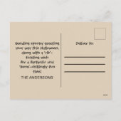 不気味なスケルトンファミリーハッピーハローウィン シーズンポストカード (裏面)