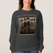 不気味なスケルトンファミリーハッピーハローウィン スウェットシャツ (正面)