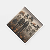 不気味なスケルトンファミリーハッピーハローウィン スタンダードランチョンナプキン (角)