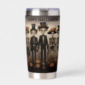 不気味なスケルトンファミリーハッピーハローウィン 保温保冷タンブラー (正面)