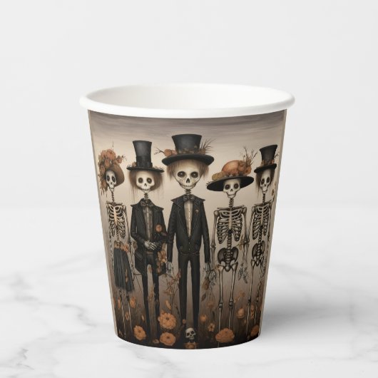 不気味なスケルトンファミリーハッピーハローウィン 紙コップ (正面)