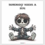 不気味なスケルトン男の与え子のハグ漫画アート シール (シート)