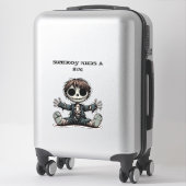 不気味なスケルトン男の与え子のハグ漫画アート シール (スーツケース)