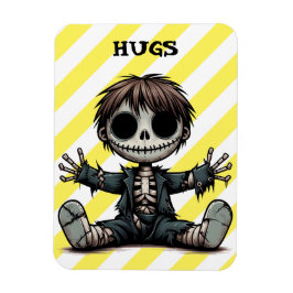 不気味なスケルトン男の与え子のハグ漫画アート マグネット