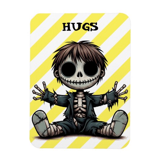 不気味なスケルトン男の与え子のハグ漫画アート マグネット (縦)