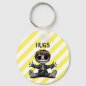 不気味なスケルトン男与えの子のハグ漫画ゴシックアート キーホルダー (裏面)