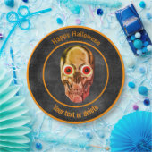 不気味なスケルトン顔パーソナライズされたハロウィーン ペーパープレート (パーティー)