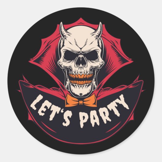 不気味なスケールのハロウィンパーティー ラウンドシール (正面)