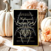 不気味なスパイダーハロウィーンの衣装パーティー金ゴールド 箔招待状