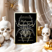 不気味なスパイダーハロウィーンの衣装パーティー金ゴールド 箔招待状