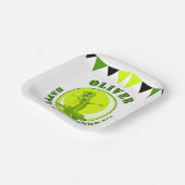 不気味なスライムモンスターキッズネームハッピーバースデー ペーパープレート (傾斜あり)