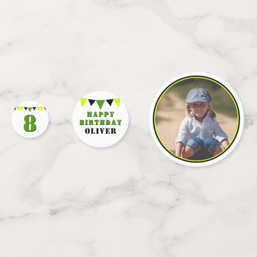 不気味なスライムモンスターグリーンフォトバースデーパーティー コンフェッティ (裏面)