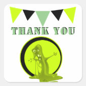 不気味なスライムモンスターサンキューキッドの誕生日 スクエアシール (正面)