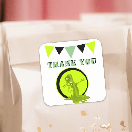 不気味なスライムモンスターサンキューキッドの誕生日 スクエアシール