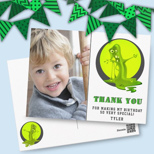 不気味なスライムモンスター誕生日写真ありがとう ポストカード