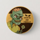 不気味なゾンビと棒つきキャンデーヴィンテージ |ピンボタン 缶バッジ (正面)
