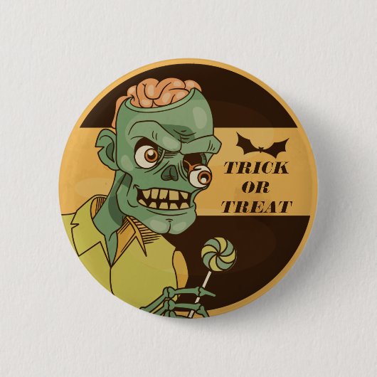 不気味なゾンビと棒つきキャンデーヴィンテージ |ピンボタン 缶バッジ (正面)