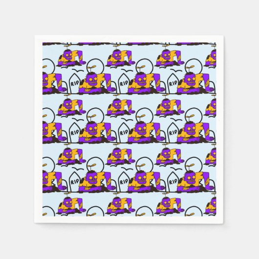 不気味なゾンビ不気味ハローウィンパーティ スタンダードカクテルナプキン (正面)