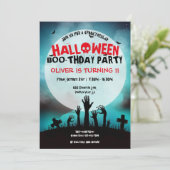 不気味なゾンビ ハロウィン キッズ 誕生日パーティー 招待状 (スタンド正面)