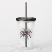 不気味なタランチュラのくもの巣オリジナルのアートワーク アクリルタンブラー (正面)