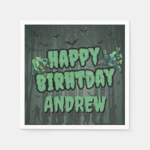 不気味なダークグリーンゾンビハッピーバースデーパーティー