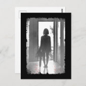 不気味なチェーンソーガールホラー暗黒アート ポストカード (正面/裏面)