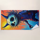 不気味なデーモンインウッズ不気味デザイン ビーチタオル (正面)