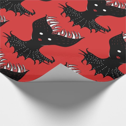 不気味なデーモンガールダークゴシックキャラクター(歯あり) ラッピングペーパー (角)