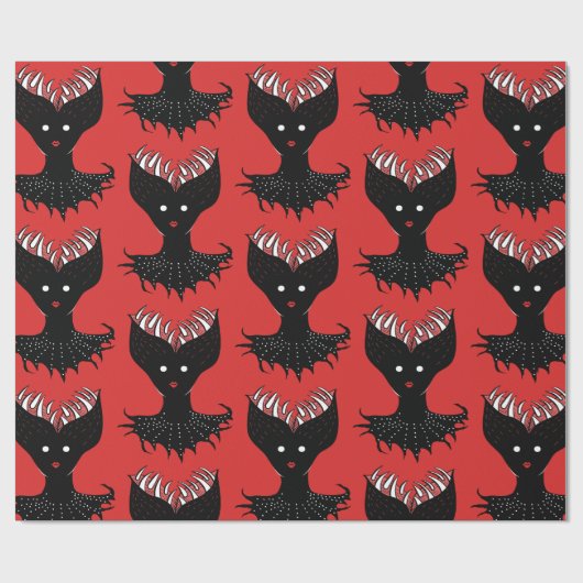 不気味なデーモンガールダークゴシックキャラクター(歯あり) ラッピングペーパー (フラット)