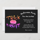 不気味なトリックオアトリート　ブラックホワイトハロウィンパーティー 招待状 (正面)