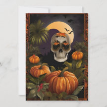 不気味なトロピカルハロウィン - 死者の日カード