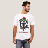 不気味なドクロと幽霊都市 - ゴシックホラーアート Tシャツ (正面フル)