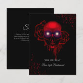 不気味なドクロのハロウィン ブライドメイド プロポーズ カード (正面/裏面)