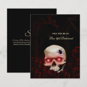 不気味なドクロのハロウィン ブライドメイド プロポーズ カード (正面/裏面)