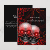 不気味なドクロのハロウィン ブライドメイド 提案カード 招待状 (正面/裏面)