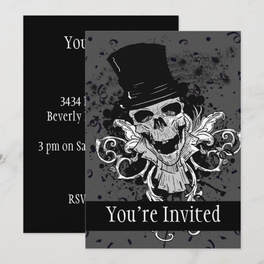 不気味なドクロの紳士 招待状 (正面/裏面)