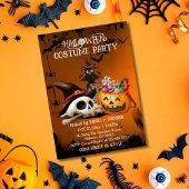 不気味なドクロの骨のジャック・オ・ランタン　ハロウィンお菓子 招待状