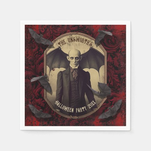 不気味なドラキュラヴァンパイアハローウィンパーティ スタンダードカクテルナプキン (正面)