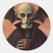 不気味なドラキュラ ハロウィン ラウンド ラウンドシール (正面)