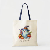 不気味なドリンクと可愛い幽霊、ハロウィーン トートバッグ (正面)